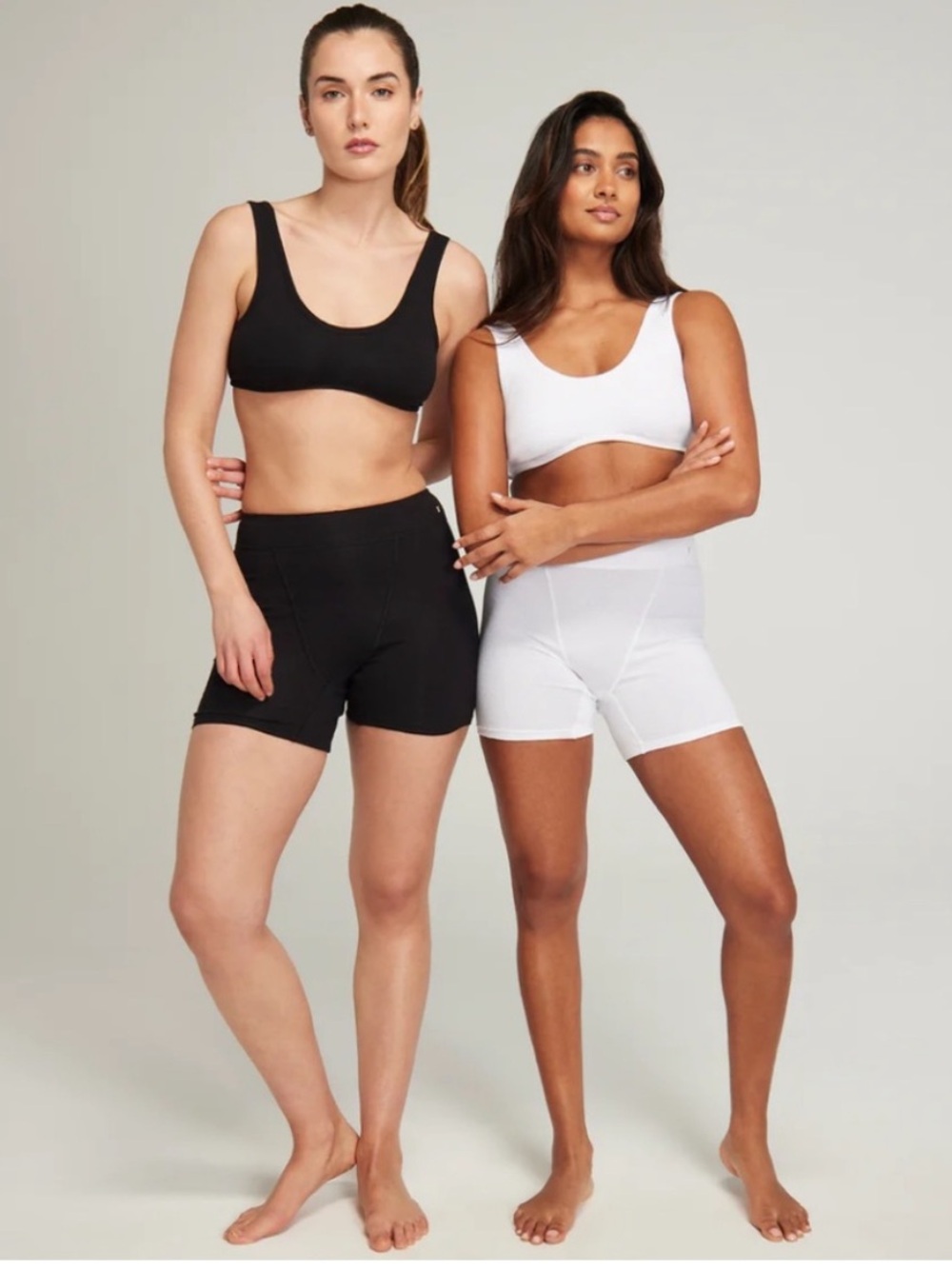 Nudea Cotton High-Waist Shorts/Boxers Set - Black & White